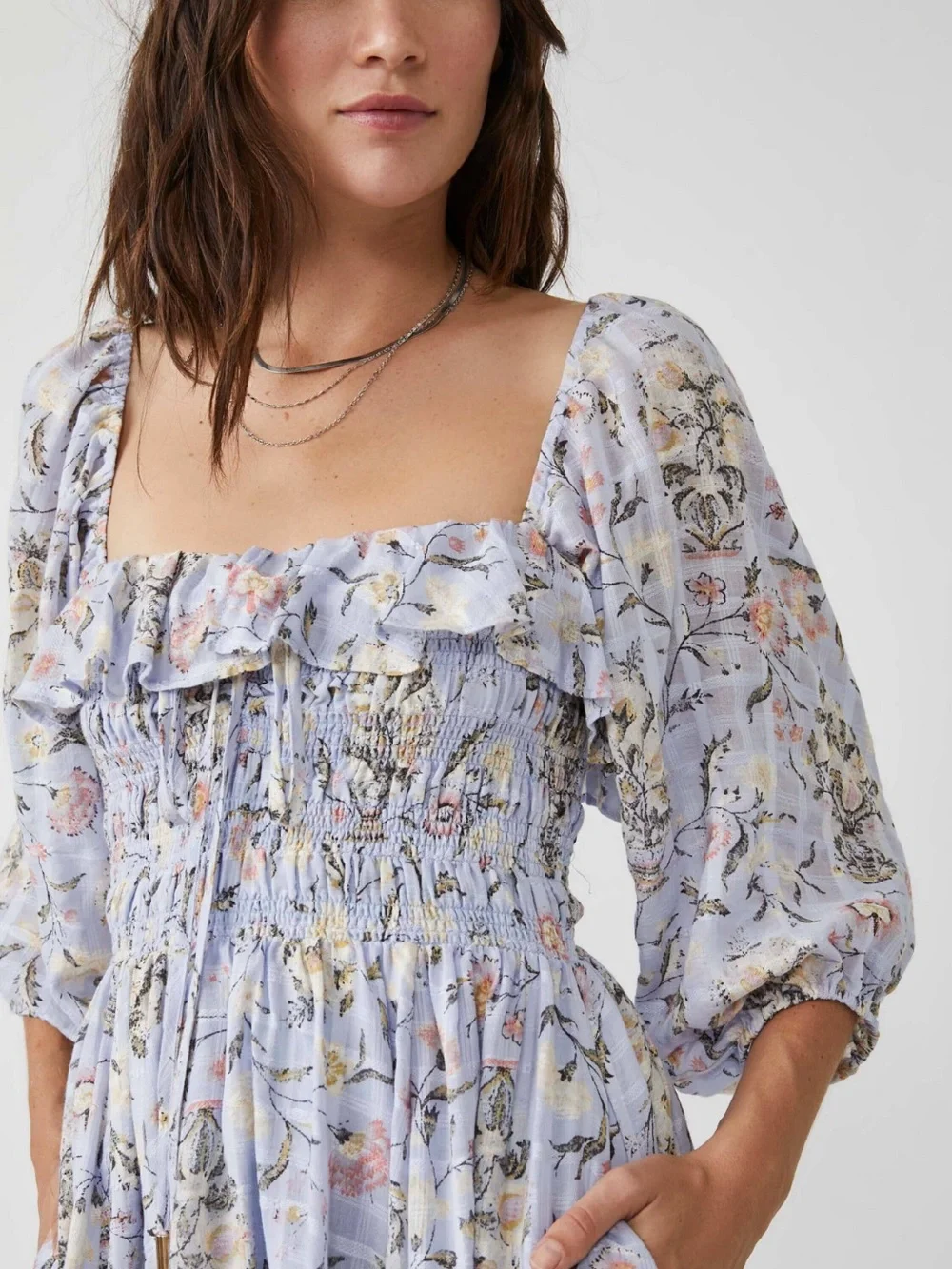 Free People Oasis Printed Midi Dress large lavender